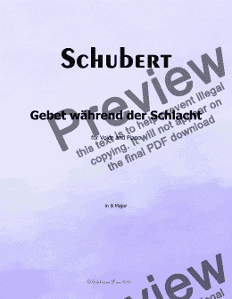 page one of Schubert-Gebet wahrend der Schlacht,in B Major