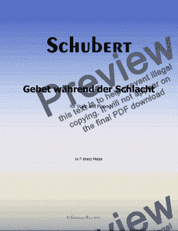 page one of Schubert-Gebet wahrend der Schlacht,in F sharp Major