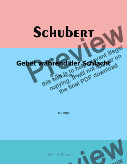 page one of Schubert-Gebet wahrend der Schlacht,in E Major