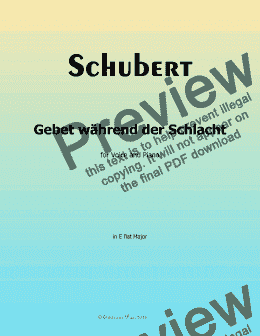 page one of Schubert-Gebet wahrend der Schlacht,in E flat Major