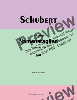 page one of Schubert-Namenstaglied,in F sharp Major