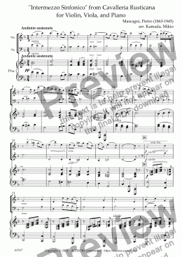 page one of  "Intermezzo Sinfonico"  from Cavalleria Rusticana for Violin, Viola, and Piano