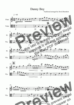 page one of Danny Boy for Flute and Viola Duet