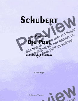 page one of Schubert-Die Post,in E flat Major