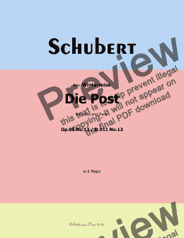 page one of Schubert-Die Post,in E Major