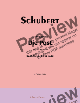 page one of Schubert-Die Post,in F sharp Major