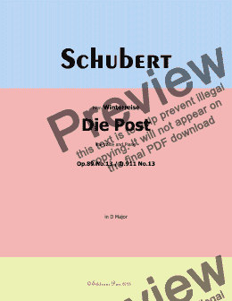 page one of Schubert-Die Post,in D Major