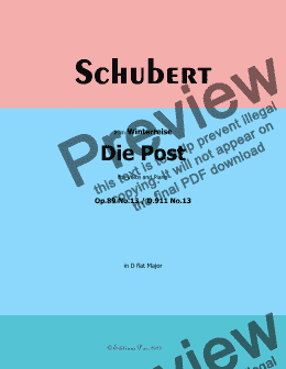 page one of Schubert-Die Post,in D flat Major