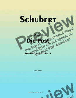 page one of Schubert-Die Post,in C Major