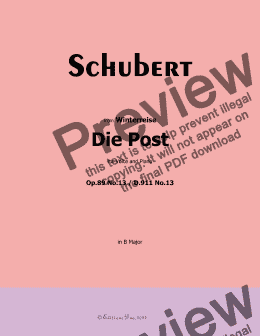 page one of Schubert-Die Post,in B Major