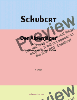 page one of Schubert-Der Alpenjäger,Op.37 No.2,in C Major