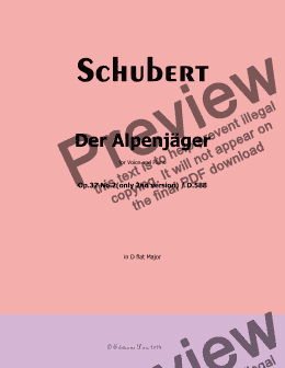 page one of Schubert-Der Alpenjäger,Op.37 No.2,in D flat Major