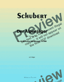 page one of Schubert-Der Alpenjäger,Op.37 No.2,in D Major