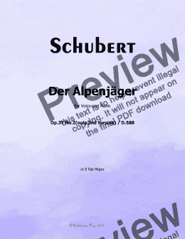 page one of Schubert-Der Alpenjäger,Op.37 No.2,in E flat Major