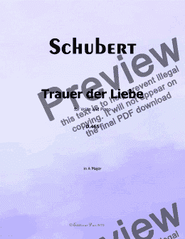 page one of Schubert-Trauer der Liebe,in A Major