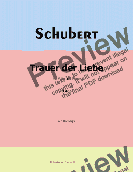 page one of Schubert-Trauer der Liebe,in B flat Major