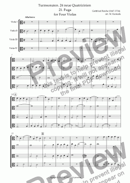 page one of Turmsonaten. 24 neue Quatrizinien 21. Fuga for Four Violas