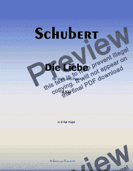 page one of Schubert-Die Liebe,in B flat Major