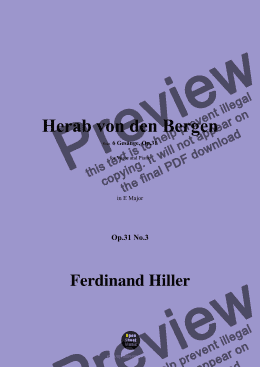 page one of F. Hiller-Herab von den Bergen(Herab von den Bergen zum Thale),Op.31 No.3,in E Major