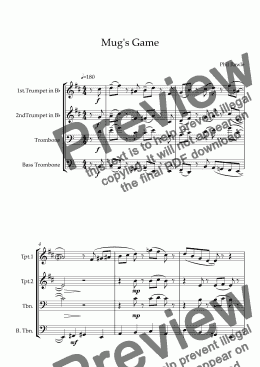 page one of Mug's Game - Brass Quartet