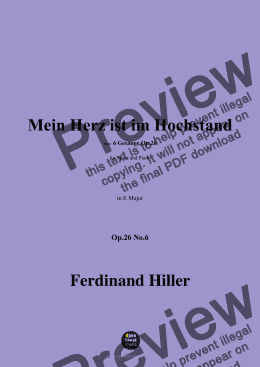 page one of F. Hiller-Mein Herz ist im Hochstand,Op.26 No.6,in E Major