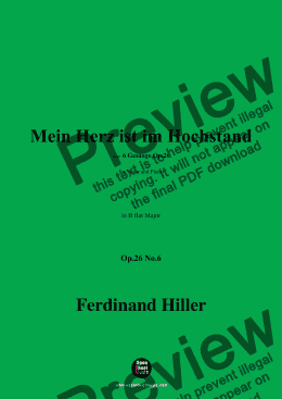 page one of F. Hiller-Mein Herz ist im Hochstand,Op.26 No.6,in B flat Major,