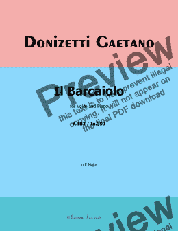 page one of Donizetti-Il Barcaiolo,in E Major