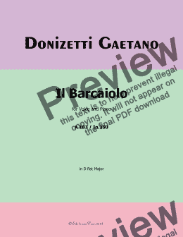 page one of Donizetti-Il Barcaiolo,in D flat Major