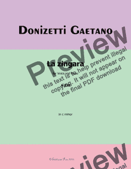 page one of Donizetti-La Zingara,in c minor