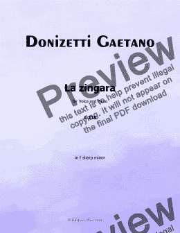 page one of Donizetti-La Zingara,in f sharp minor