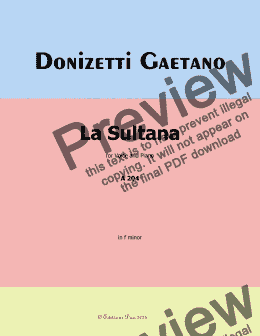 page one of Donizetti-La Sultana,in f minor