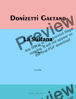 page one of Donizetti-La Sultana,in g minor