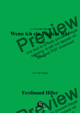 page one of F. Hiller-Wenn ich ein Vöglein wär',Op.111 No.6,in G flat Major