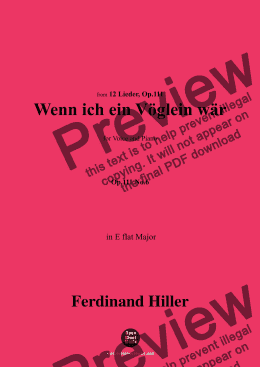 page one of F. Hiller-Wenn ich ein Vöglein wär',Op.111 No.6,in E flat Major