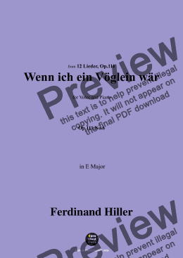 page one of F. Hiller-Wenn ich ein Vöglein wär',Op.111 No.6,in E Major