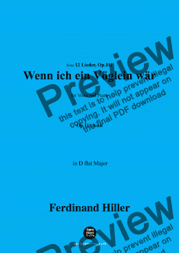 page one of F. Hiller-Wenn ich ein Vöglein wär',Op.111 No.6,in D flat Major