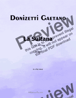 page one of Donizetti-La Sultana,in e flat minor