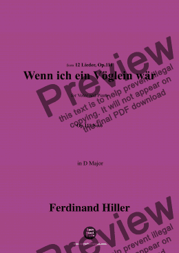 page one of F. Hiller-Wenn ich ein Vöglein wär',Op.111 No.6,in D Major