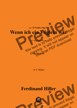 page one of F. Hiller-Wenn ich ein Vöglein wär',Op.111 No.6,in C Major