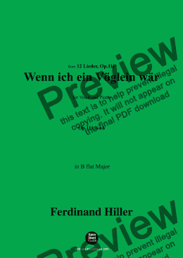 page one of F. Hiller-Wenn ich ein Vöglein wär',Op.111 No.6,in B flat Major