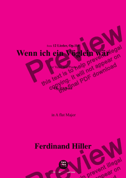 page one of F. Hiller-Wenn ich ein Vöglein wär',Op.111 No.6,in A flat Major