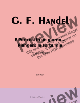 page one of Handel-E pur così in un giorno...Piangerò la sorte mia, in F Major