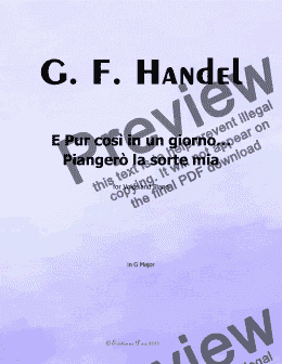 page one of Handel-E pur così in un giorno...Piangerò la sorte mia, in G Major