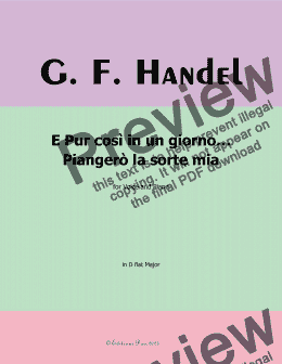 page one of Handel-E pur così in un giorno...Piangerò la sorte mia, in D flat Major