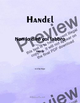 page one of Handel-Non lo dirò col labbro, in A flat Major