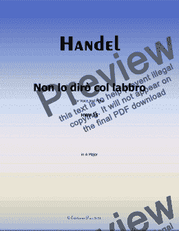 page one of Handel-Non lo dirò col labbro, in A Major