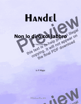 page one of Handel-Non lo dirò col labbro, in F Major