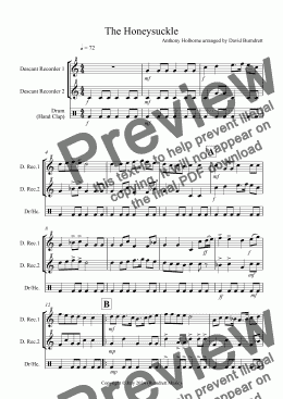 page one of The Honeysuckle for Descant Recorder Duet