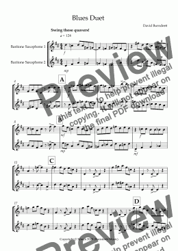 page one of Blues Duet for Baritone Saxophone