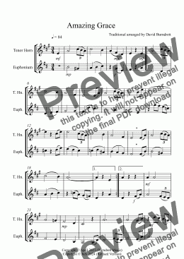 page one of Amazing Grace for Tenor Horn and Euphonium Duet